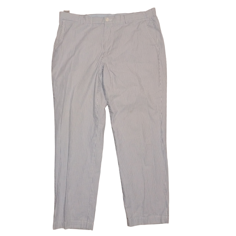 Brooks Brothers 346 Seersucker Pants 40x30 Pleated Cuffed Preppy Stained